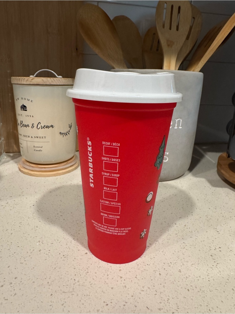Starbucks Red Travel Cup with White Lid